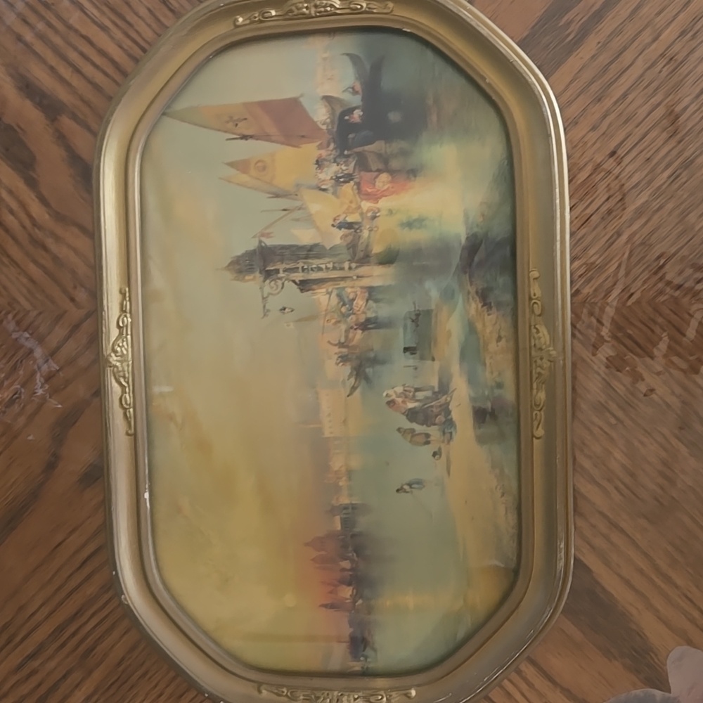 Vintage Nautical Framed Artwork With Convex Bubble Glass